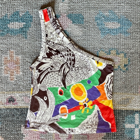 Wray One Shoulder Tank - Psych Parade Print - Picture 2 of 3